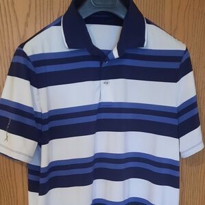 RLX Ralph Lauen Mens Blue/White Striped Performance Polo Shirt Size L